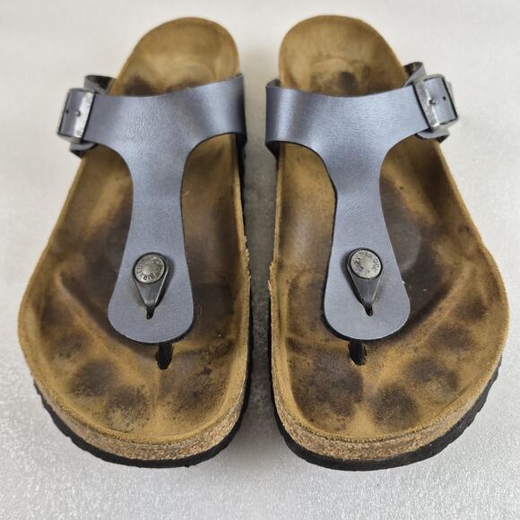 Birkenstock Gizeh Sandals Shoes 42 M 9/ W 11 Gray Briko Flor Thong Slip On Flats - Picture 2 of 8